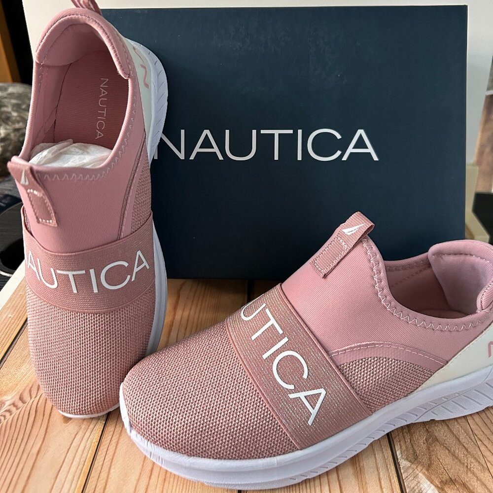 Nautica Girls Size 3 Thundergust Mauve Iredescent Mauve Slip On Shoe NIB